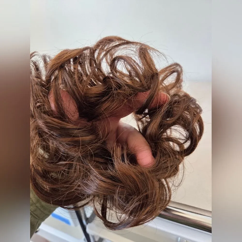 Two New Hairpieces Auburn Brown Red Warm Tone Updo Piece Faux Hair Elastic
